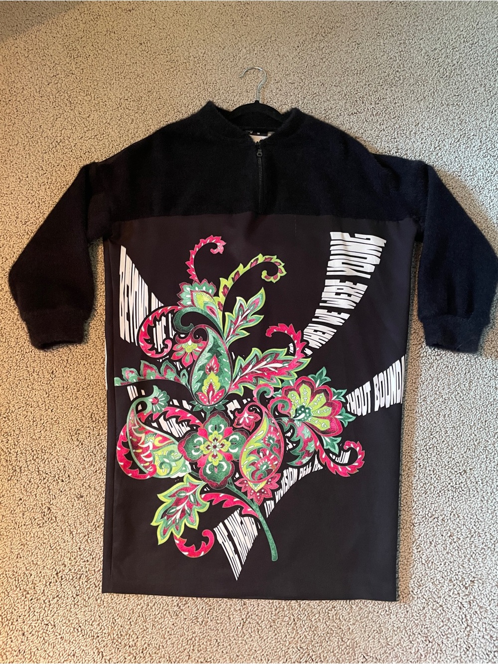 NWOT - SAY - Mixed Media Wearable Art Graphic Dress - Sz 36. Made in Turkey. - Picture 8 of 14